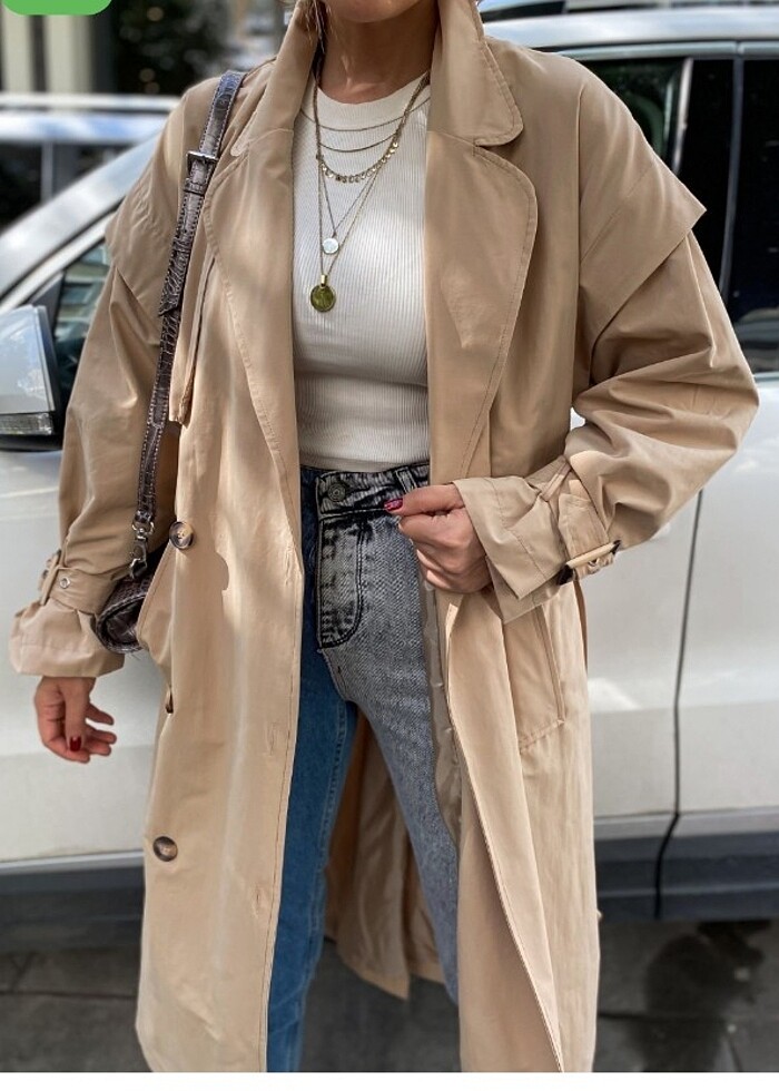 Camel rengi harika trençkot  - Görsel 5