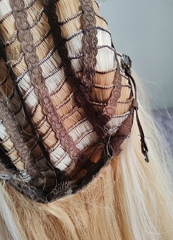 Sarı fiber sentetik kanekon peruk - Görsel 6