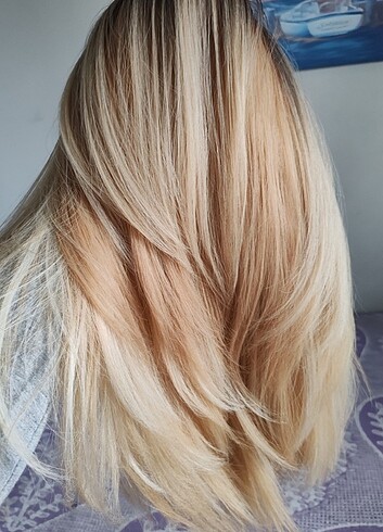 Sarı fiber sentetik kanekon peruk - Görsel 9