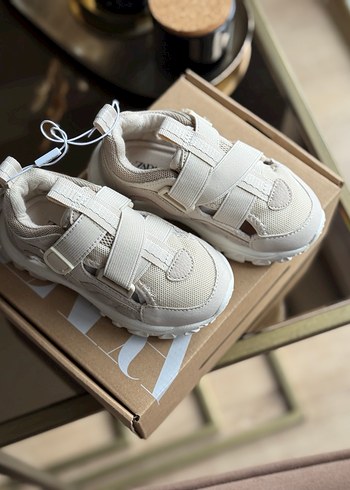 Bej Çocuk Spor Ayakkabı Velcro - Görsel 4