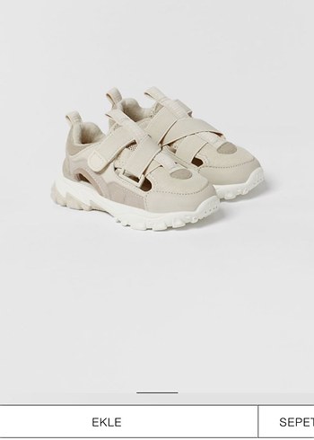 Bej Çocuk Spor Ayakkabı Velcro - Görsel 2