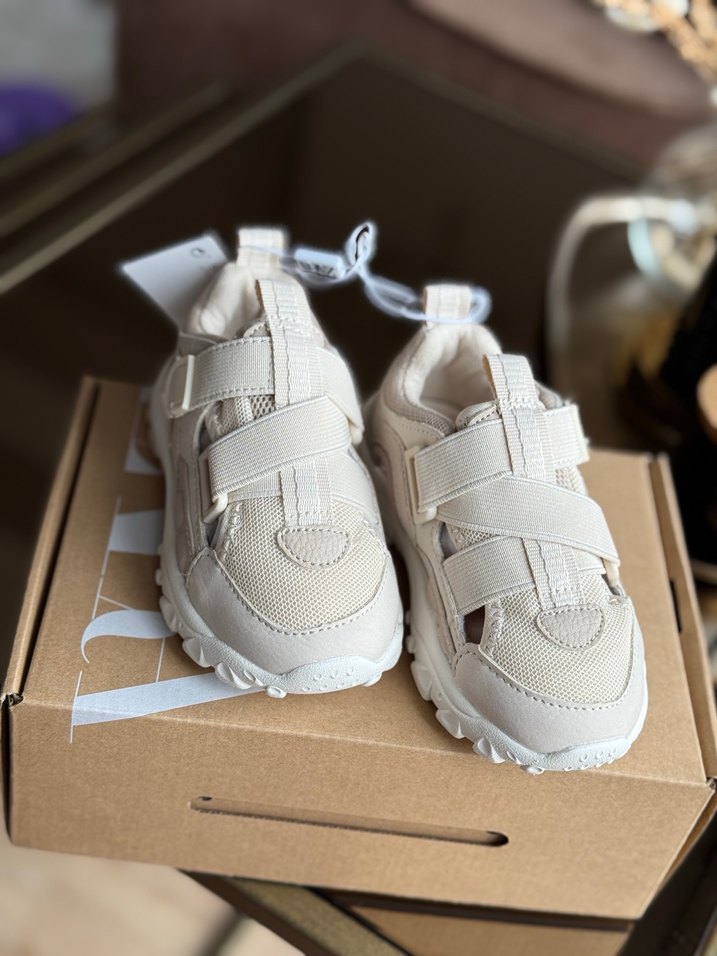 Bej Çocuk Spor Ayakkabı Velcro - Görsel 3