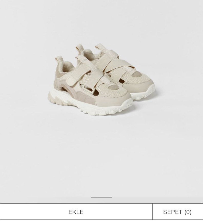 Bej Çocuk Spor Ayakkabı Velcro - Görsel 2