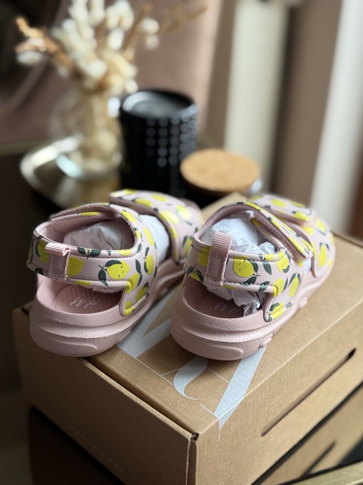 Kız Çocuk Sarı Desenli Cırt Cırtlı Terlik - Görsel 2