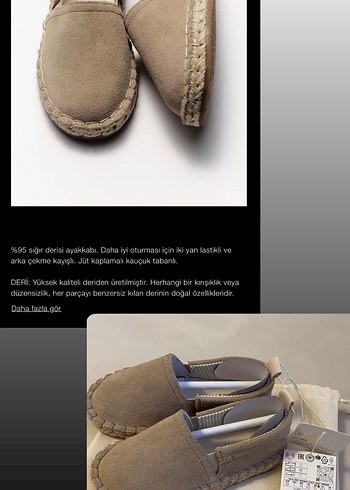 Zara zara deri loafer ayakkabı