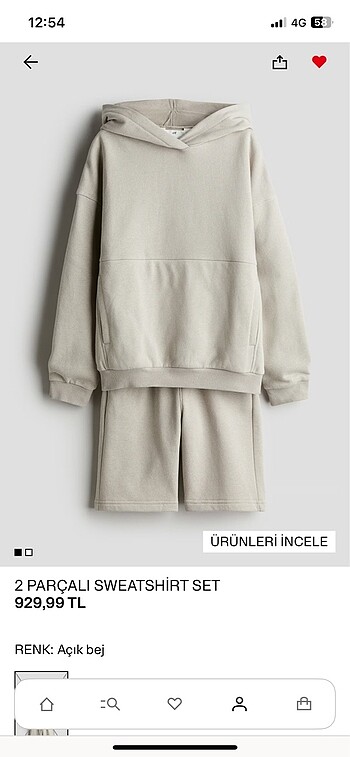 h&m kapüşonlu şort takım