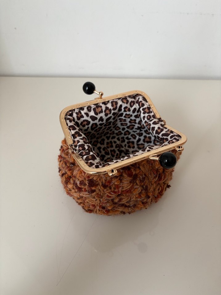 Bohem Leopar Desenli Örgü Kadın Cüzdan - Görsel 3