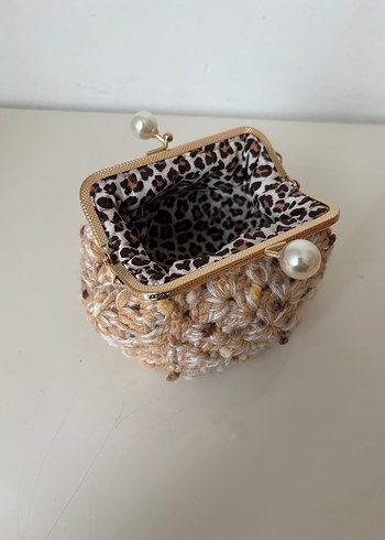 Boncuklu Bej Örgü Kadın Cüzdan - Görsel 3