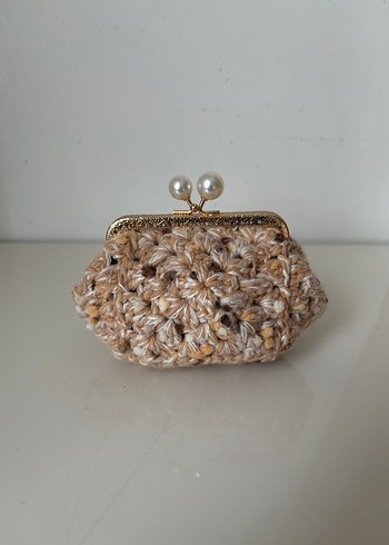 Boncuklu Bej Örgü Kadın Cüzdan - Görsel 2