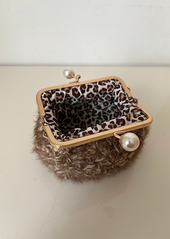 Kahverengi Kürklü Bohem Örgü Kadın Cüzdanı - Görsel 3