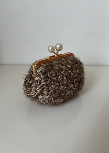 Kahverengi Kürklü Bohem Örgü Kadın Cüzdanı - Görsel 4