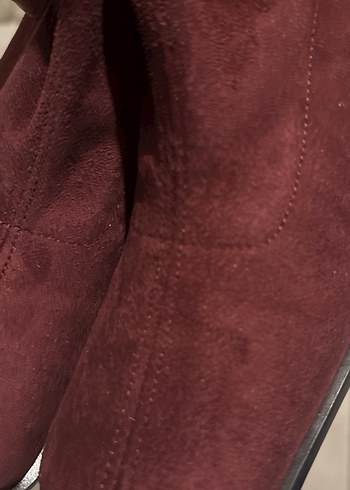 İtalyan bordo Süet Topuklu Kadın Bot - Görsel 5