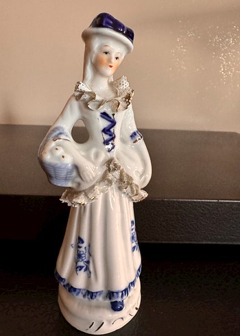 Beyaz ve Lacivert Detaylı Porselen Figürin Seti - Görsel 2