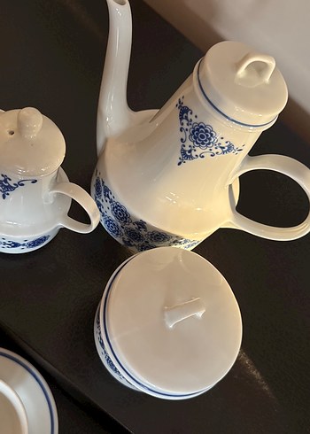 Antika BAVARIA Beyaz ve Mavi Porselen Çay Takımı Full set - Görsel 5