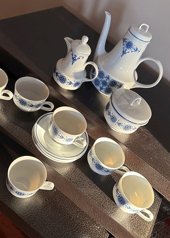 Antika BAVARIA Beyaz ve Mavi Porselen Çay Takımı Full set - Görsel 2