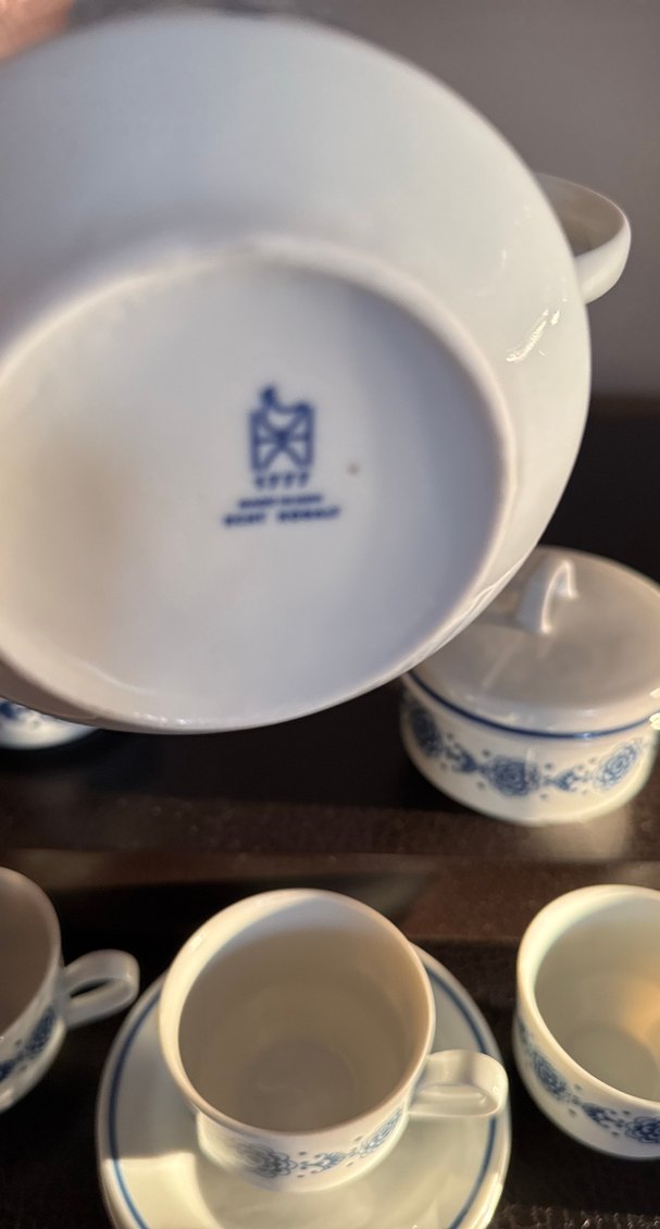 Antika BAVARIA Beyaz ve Mavi Porselen Çay Takımı Full set - Görsel 4
