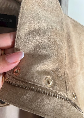 xs Beden camel Renk Zara Bej Kadın Süet Düğmeli Ceket