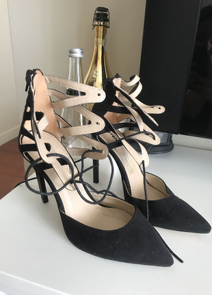 Siyah süet stiletto 