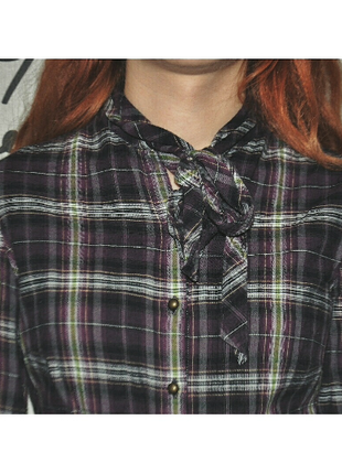 Koton kareli baglama yaka gomlek