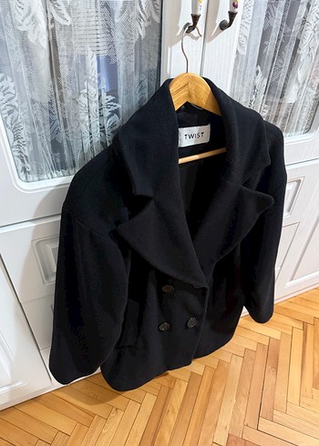 Twist Siyah Çift Düğmeli Kaban - Görsel 3