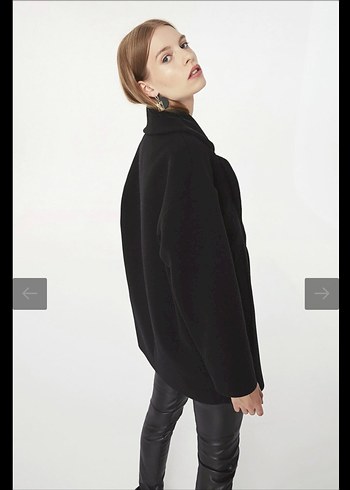 Twist Siyah Çift Düğmeli Kaban - Görsel 8