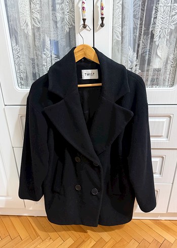 Twist Siyah Çift Düğmeli Kaban - Görsel 2