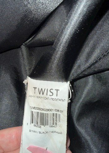 Twist Siyah Çift Düğmeli Kaban - Görsel 5