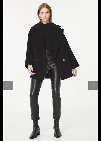 Twist Siyah Çift Düğmeli Kaban - Görsel 7