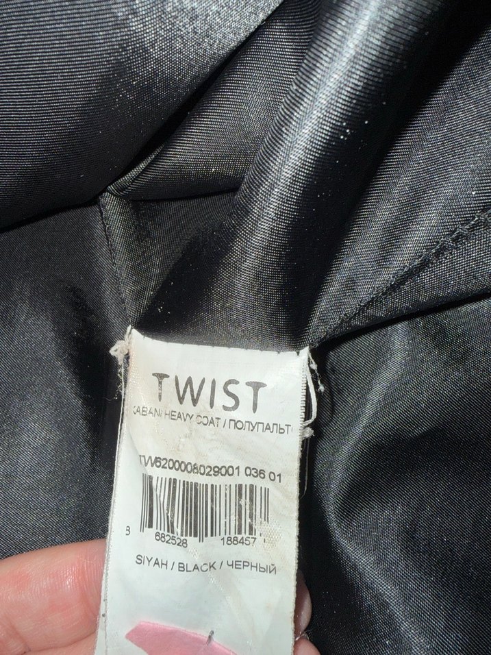 Twist Siyah Çift Düğmeli Kaban - Görsel 5