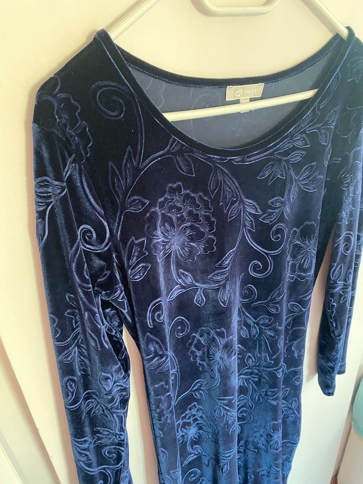 Uzun Kollu Lacivert Midi Kadın Elbise - Görsel 5