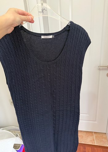 Siyah Örgü Kolsuz Midi Elbise - Görsel 3