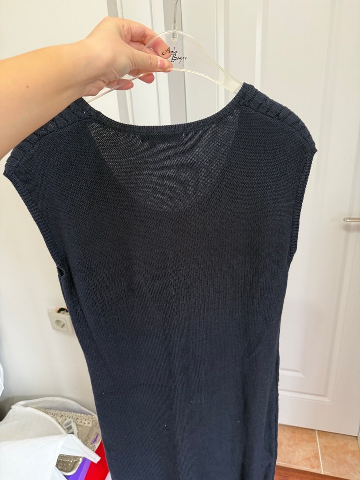 Siyah Örgü Kolsuz Midi Elbise - Görsel 2