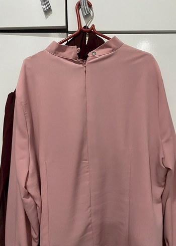 48 Beden pembe Renk Dantel Detaylı Pembe Hamile Bluzu