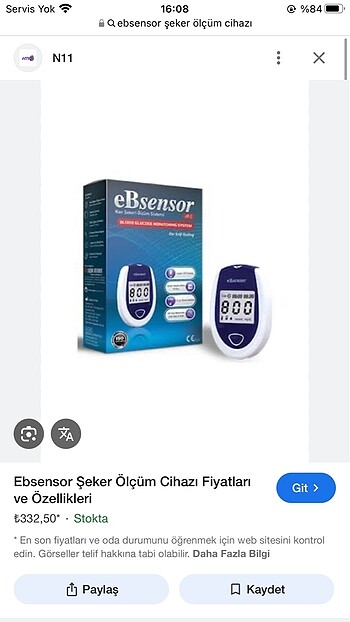 Ebsensor şeker ölçüm cihazi
