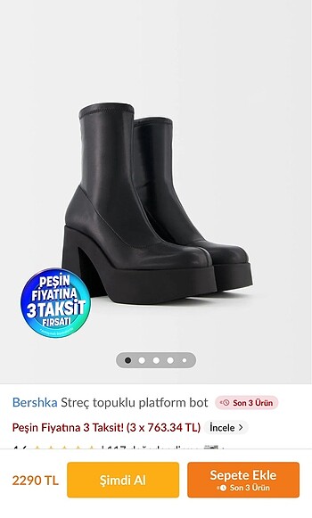 Bershka streç platform topuklu bot