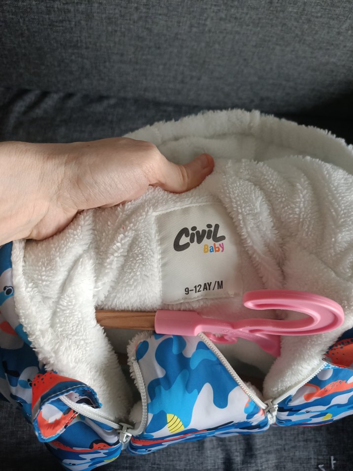 Renkli Bağlama Desenli Bebek Kayak Tulumu - Görsel 4