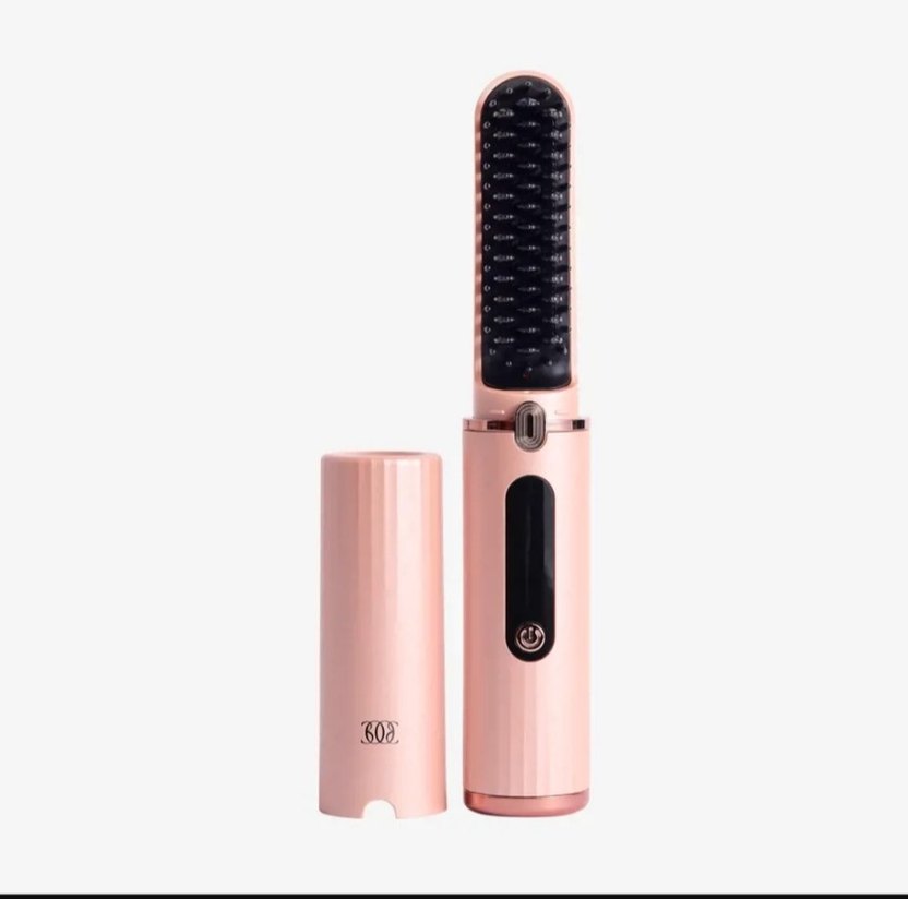 Pastel Pembe Saç Düzleştirici Fırça - Görsel 4