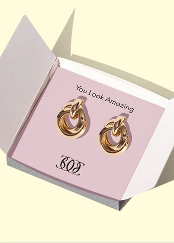 Zincir Detaylı Mini Altın Küpeler - Görsel 2