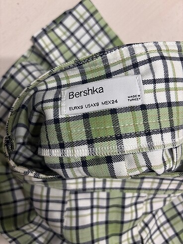 Bershka pileli ekoseli etek