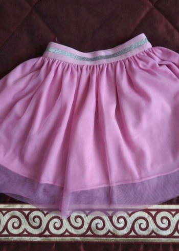 Pembe Nakışlı Kız Çocuk Fırfırlı Etek - Görsel 3