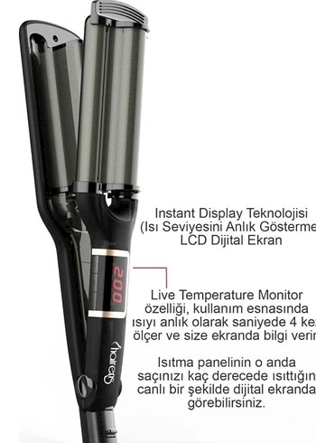 Hairens Siyah Saç Şekillendirici 200°C Dijital Ekranlı - Görsel 4