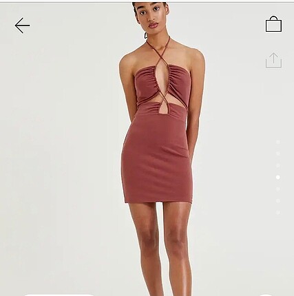 Pull and bear kahverengi mini elbise