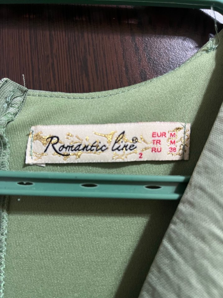 V Yaka, Dökümlü, Haki Midi Elbise - Görsel 3