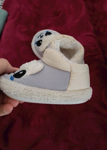 Kız Çocuk Gri Nakışlı Sıcak Ev Terliği - Görsel 2