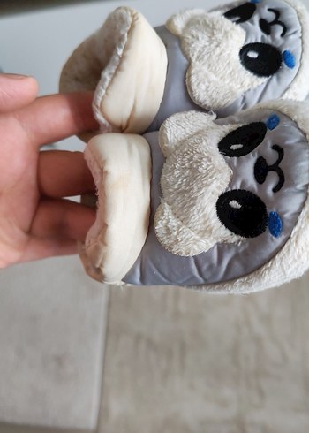 Kız Çocuk Gri Nakışlı Sıcak Ev Terliği - Görsel 4