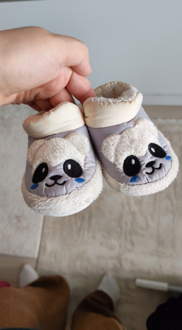 Kız Çocuk Gri Nakışlı Sıcak Ev Terliği - Görsel 3