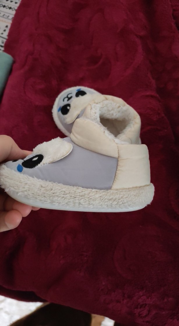 Kız Çocuk Gri Nakışlı Sıcak Ev Terliği - Görsel 2