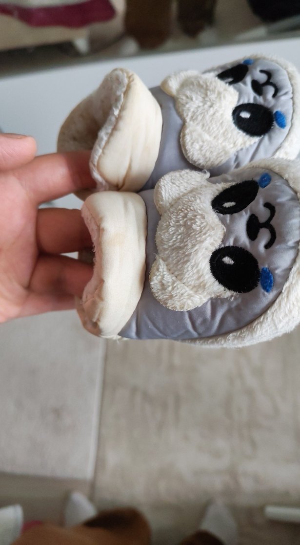 Kız Çocuk Gri Nakışlı Sıcak Ev Terliği - Görsel 4