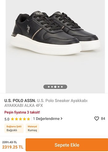 U.S Polo Assn. Siyah Deri Sneaker