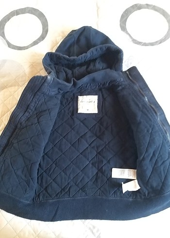 10 Yaş Beden mavi Renk Koyu Mavi Kapüşonlu unisex Çocuk Mont